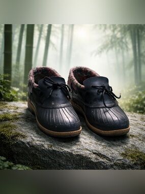 Women’s Rubber Shoes with Plaid Lining - Size 10
